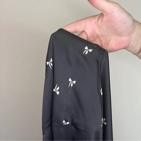 A New Day Midi Black Bow Slip Dress midi Side Slit Women’s Size XL holiday - Picture 5 of 6